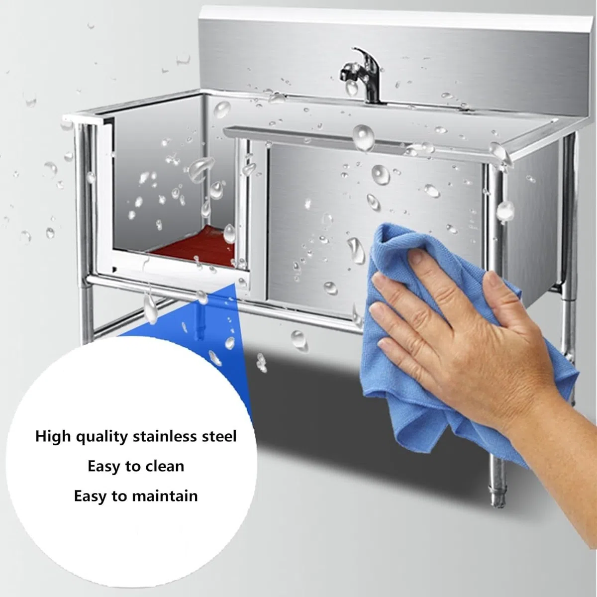 Genérico noxidable para Mascota,Estación de baño para Perros,Bañera Peluquería Canina,bañera Profesional de Acero Inoxidable,Bañera para Perros (100cm/40in)