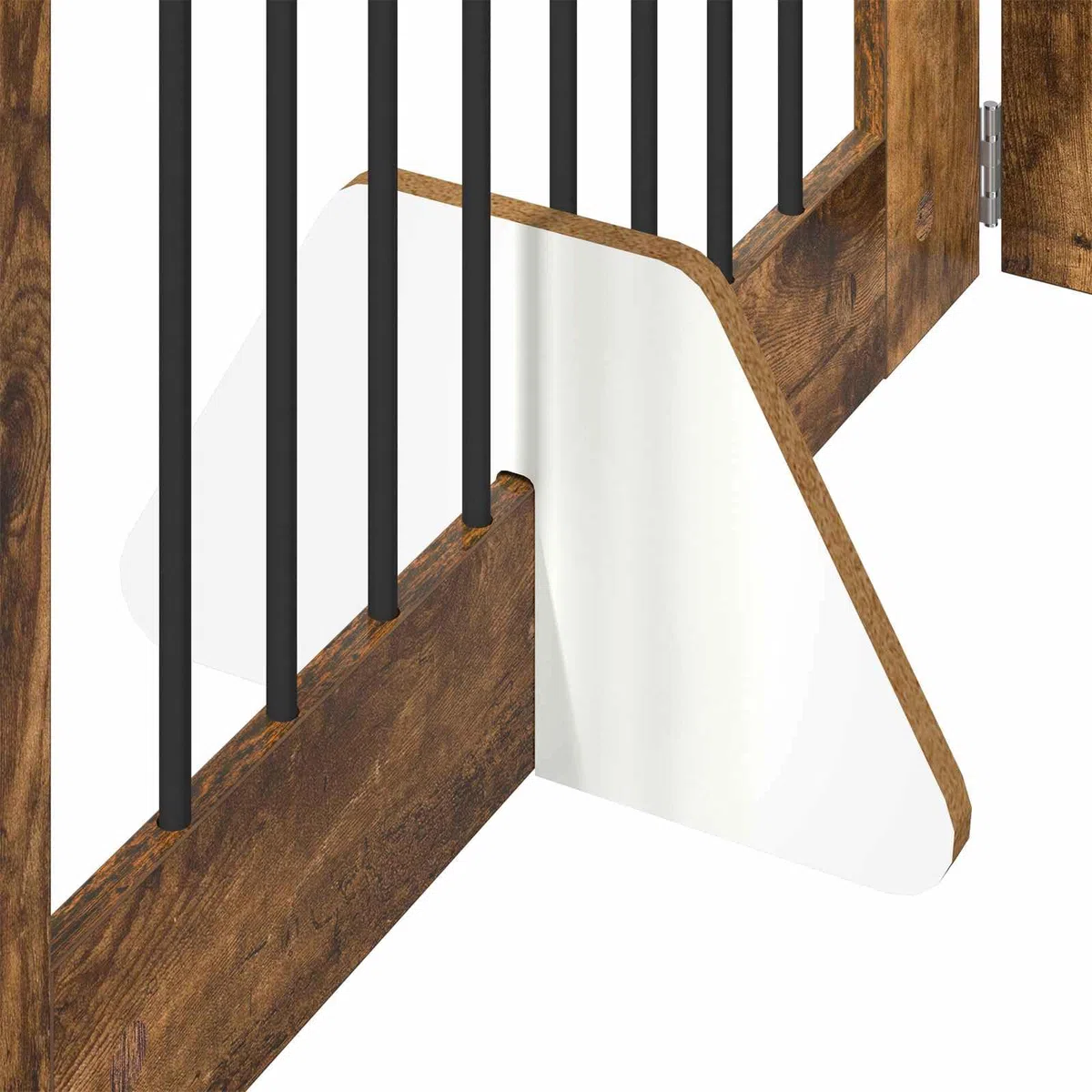Puerta para perros con soporte de madera de roble ahumado, 6 piezas, 80 x 80 cm, plegable, para interior, protección segura para cachorros y perros en el salón