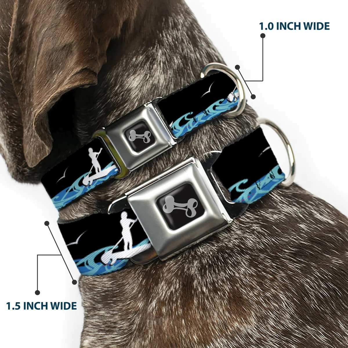 Buckle-Down DC-W37117-WL - Cinturón de Seguridad para Perro, Talla L, Color Negro, Azul y Blanco