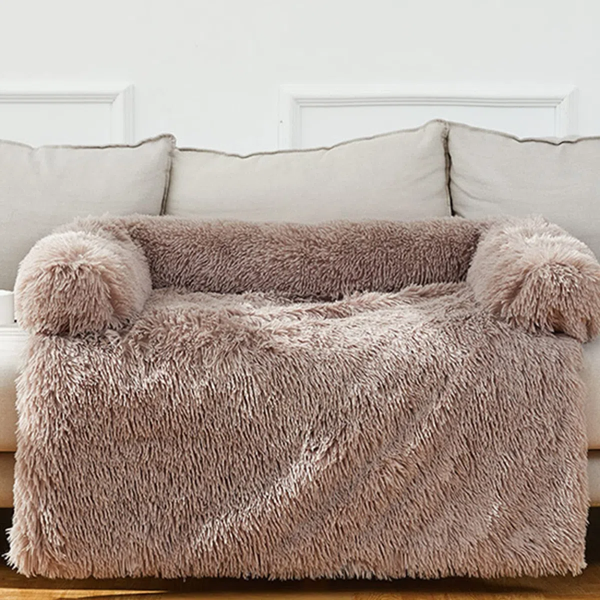 Sofá de Felpa Sofá Cama de Felpa for Camas de Felpa de Invierno Cojín Cama de Felpa Cama for Mascotas for Coche Confort Cálido for Accesorios de Perreras/296(Gradient Gray rounde)