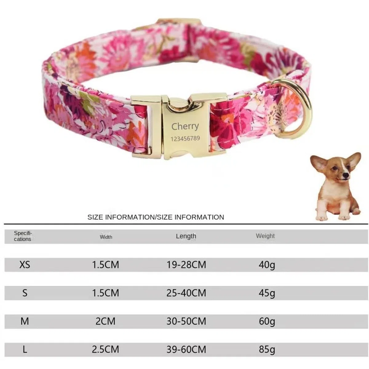 Correa Perro Correr Collar De Perro Nailon, Correa, Arnés, Bolsa para Caca, Conjunto Collares Impresos Ajustables, Arneses para Perros Antideslizantes Reforzada(A,19-28cm)