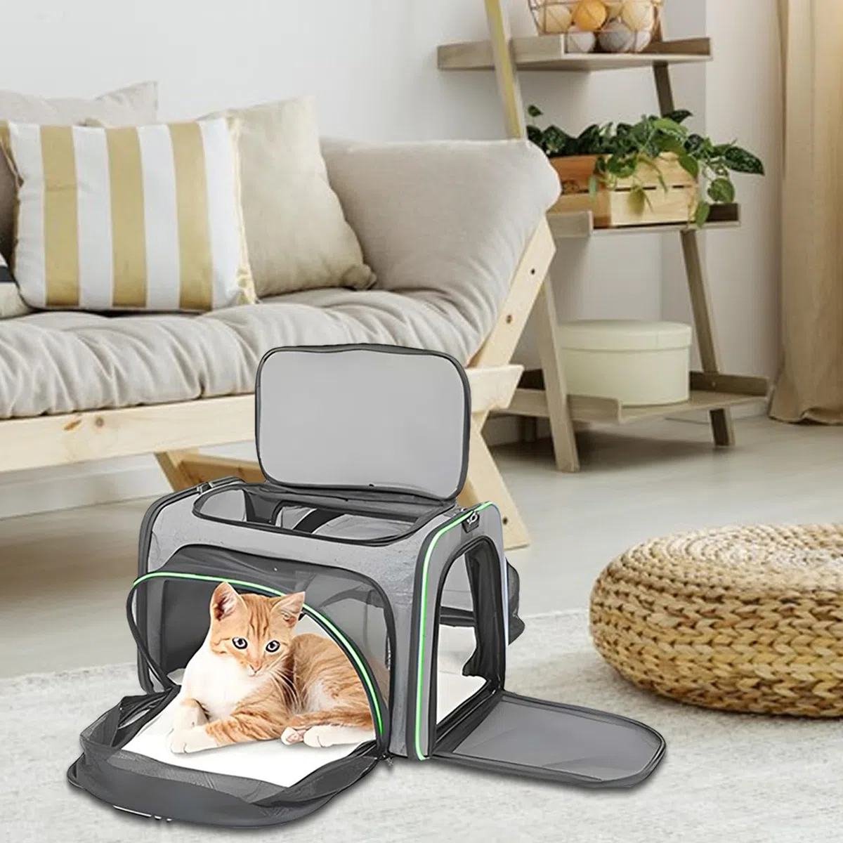 Bolsa de Viaje para Perros | Bolsa de Transporte Plegable de Malla para | mascotas, portátil para ciclismo, coche, viajes, bolsa de gato transpirable para acampar, senderismo