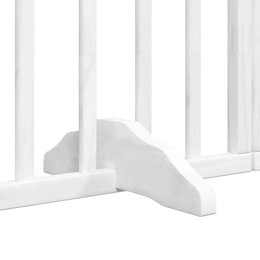 12-TLG. Puerta plegable para perros de madera de álamo blanca con puerta de 600 cm, independiente y portátil, barrera para interior y exterior, protección y seguridad para cachorros y perros