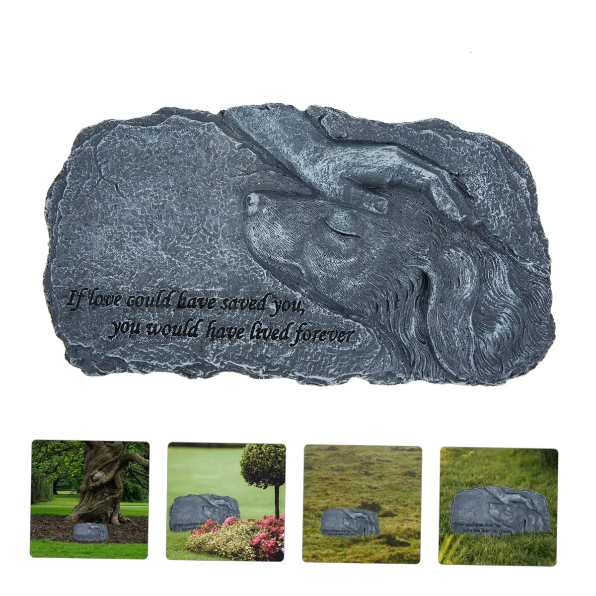 COLLBATH Lápida Conmemorativa para Mascotas De Resina, Estatua Artesanal Tamaño Artificial, Decoración para Jardín y Exteriores, Recuerdo Amoroso para Dueños De Perros y Gatos