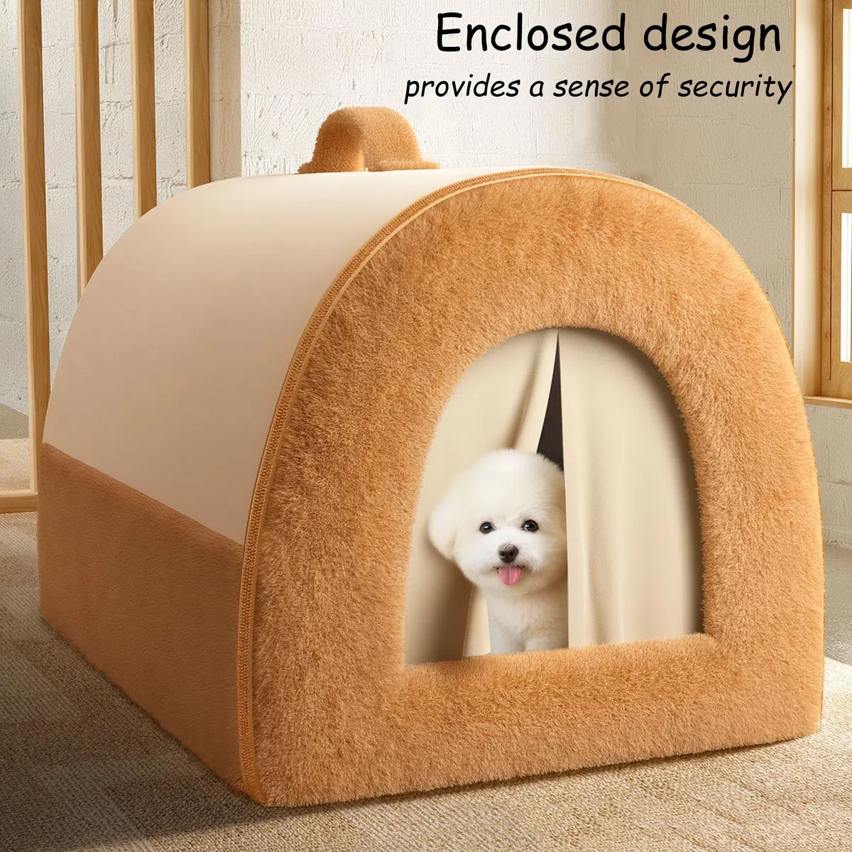Casa de perro plegable 2 en 1, sofá cama cerrada para mascotas con cojín extraíble y lavable, caseta para perros para interiores, casas de mascotas condominios para gatos, cachorros (79 x 60 x 59 cm