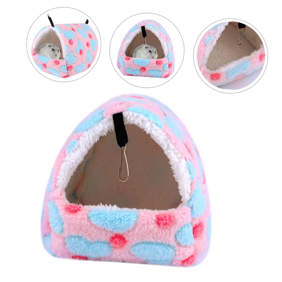 Mipcase 4 Piezas Cama Pequeña Invierno Cálido Hámsteres En Roedores Escondite Jugando Calentamiento Polar Térmico L Descansando Enano Hogar Rata Calor Colgando con Cerdo