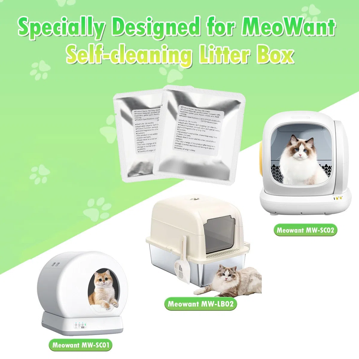 Eliminador de olores de mascotas para Meowant, caja de arena para gatos autolimpiante, gel desodorante para control de olores, desodorante automático para gatos (paquete de 6, aroma floral)