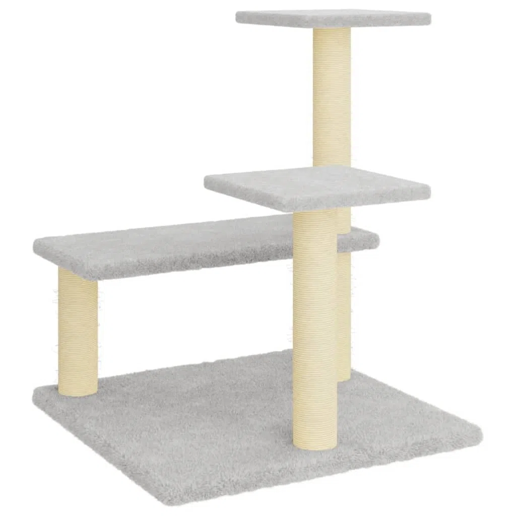 ShGaxin Rascador para Gatos con Postes de sisal Gris Claro 61 cm, Rascador Gato, Arbol Rascador para Gatos, Gatos Accesorios, Torre Gatos, Arranhador para Gatos, Casa para Gatos