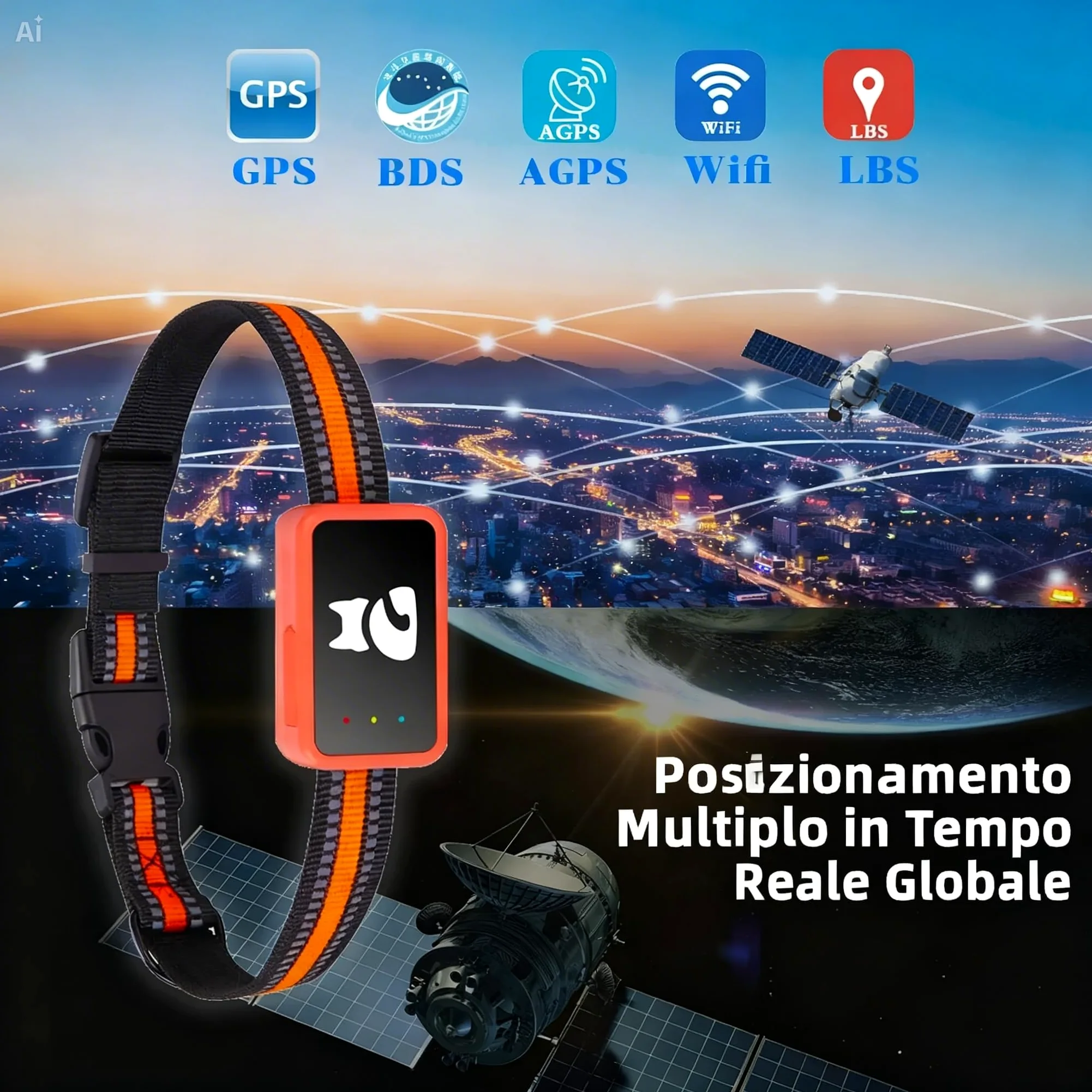Localizador GPS para perros y gatos impermeable con aplicación gratuita – Seguimiento en tiempo real, alarma perimetral, historial de desplazamientos funciona con tarjeta Nano SIM 4G