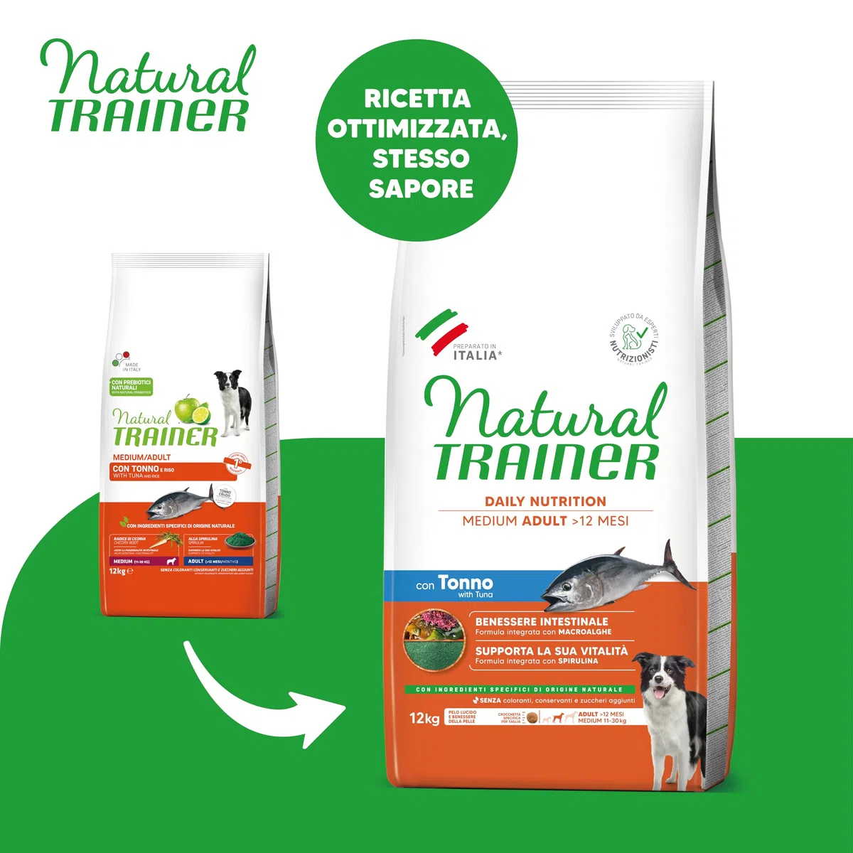 Natural Trainer Medium Comida para Perros Adultos con atún - 12 kg
