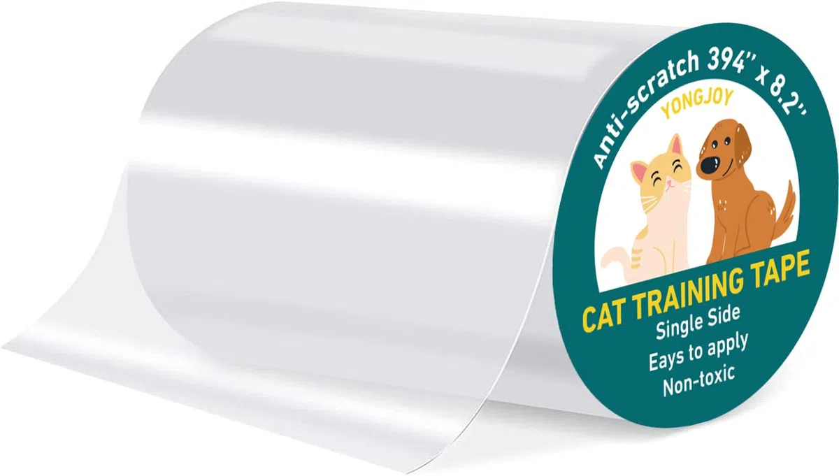 yongjoy Protector de puerta contra arañazos de perros, marco de puerta de gato, protector adhesivo de un solo lado, protector de puerta antiarañazos para perros, transparente, 394 x 8.2 pulgadas