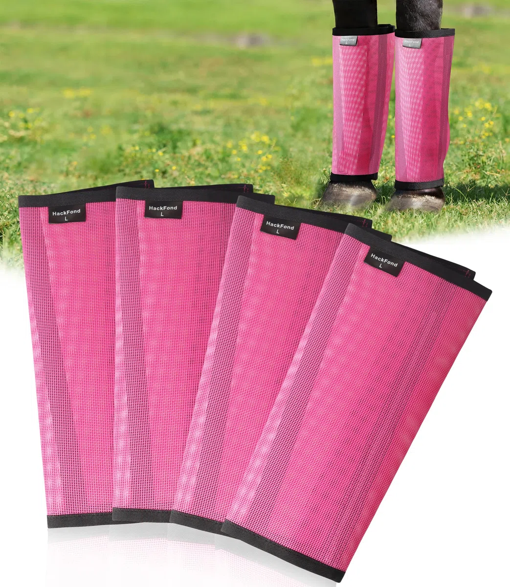 Botas de malla transpirable para caballo, vendas para piernas equinas para protección contra insectos y arañazos, cómodos protectores de patas de caballo para pasto, equitación y uso diario