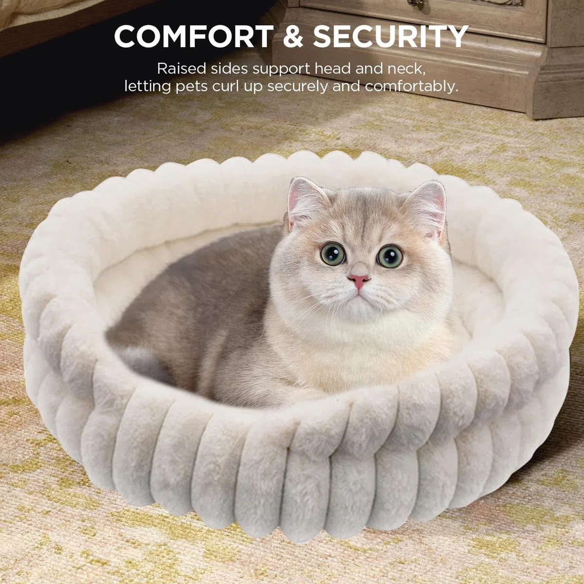 Cama para gatos - cama de peluche para perros | Camas redondas rosquillas para gatos de interior | Cama para mascotas calmante | Suministros para dormir, animales de invierno, uso al aire libre | Donut Abrigado para Dormir y Descanso en Invierno o Viaje C