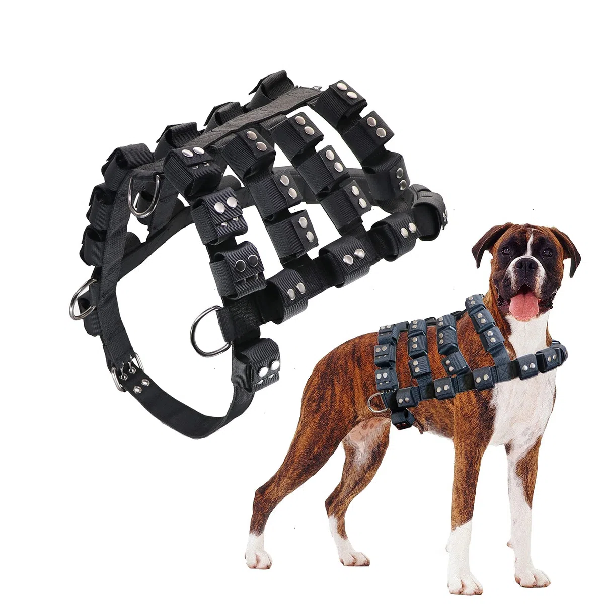 Arnés Antitirones para Perro Pequeño, Mediano y Grande - Chaleco Protector Militar con Bolsillos y Peso - Arnés Multifuncional