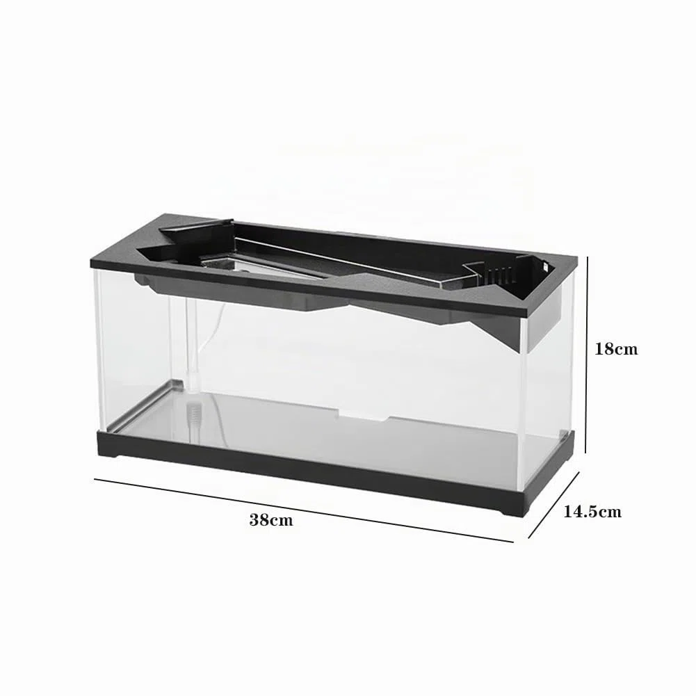 Tanque de Peces Con Filtro, Kits de Iniciación de Acuario, Bomba de Aire y Luz - Para Peces Tropicales, Agua Fría, Camarones Grandes - Rectangular
