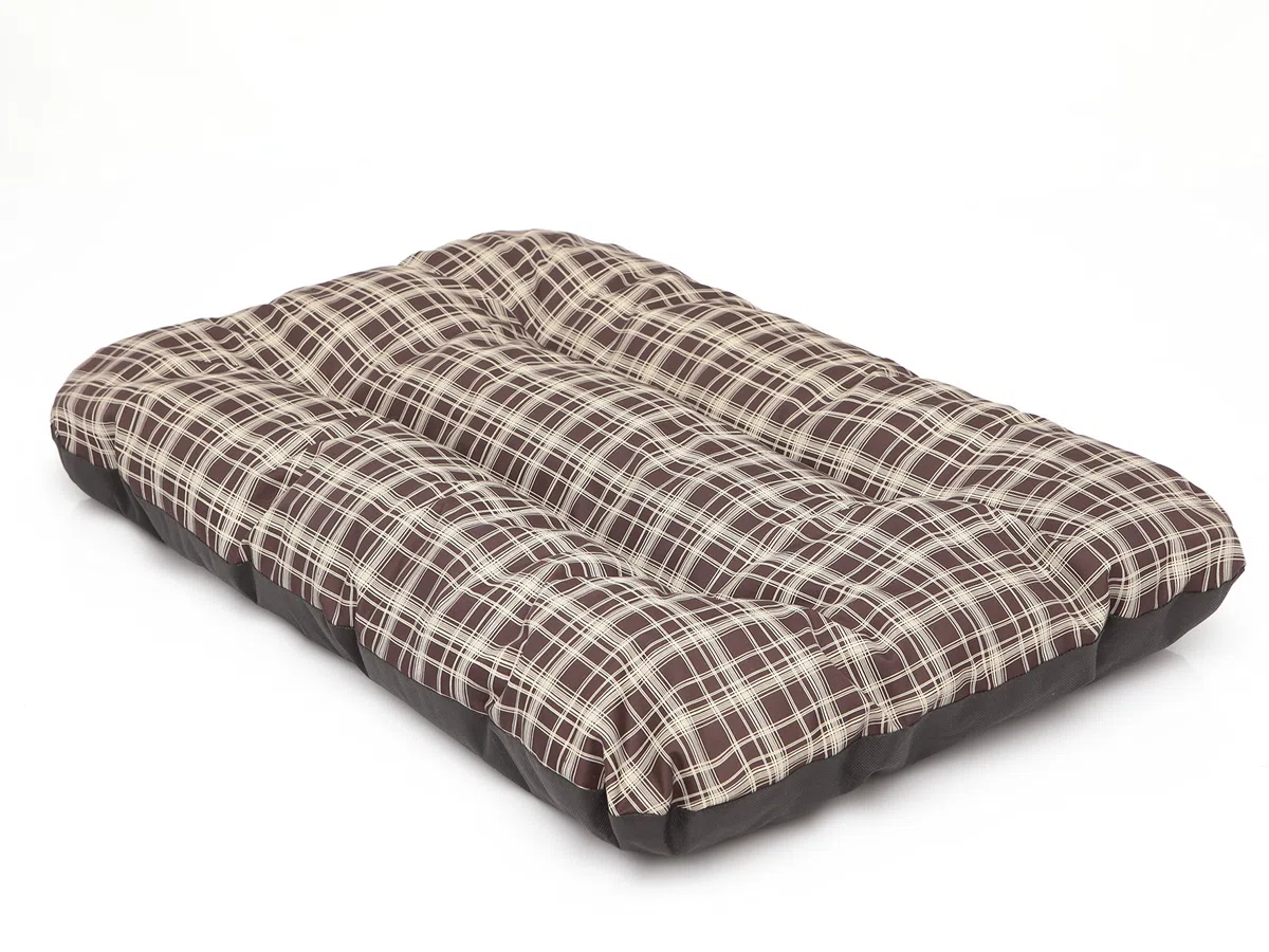 Colchón para perros, sofá para perros, cojín para perros, sofá, colchón, canapé, cama para mascotas, suave, cojín R1 – 90 x 60 cm, a cuadros, marrón