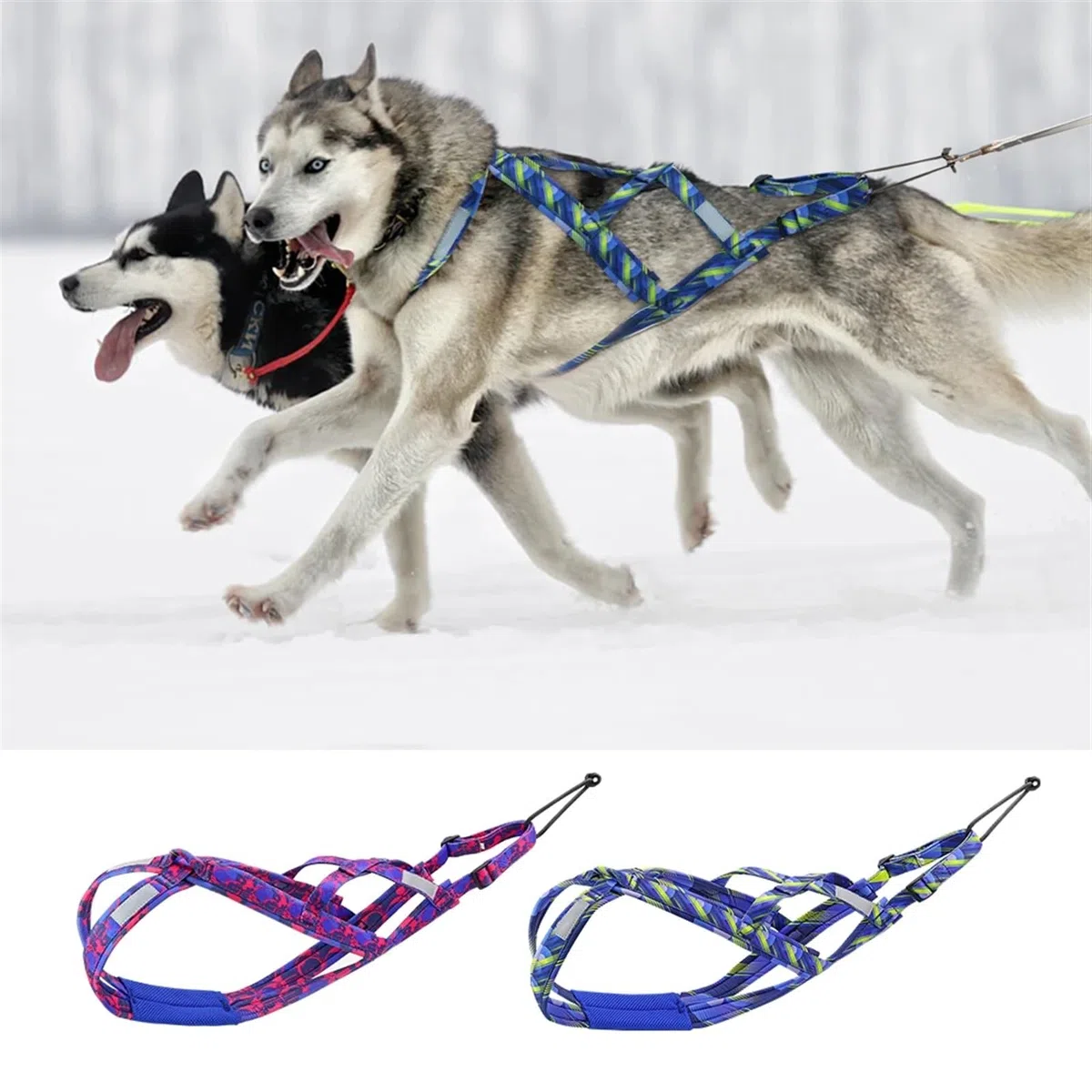 Arnés reflectante for trineo de perros, ajustable, for perros grandes, con capacidad de tracción, for trineos de mascotas, for perros medianos y grandes, for esquiar y esquiar Arnés deportivo para per