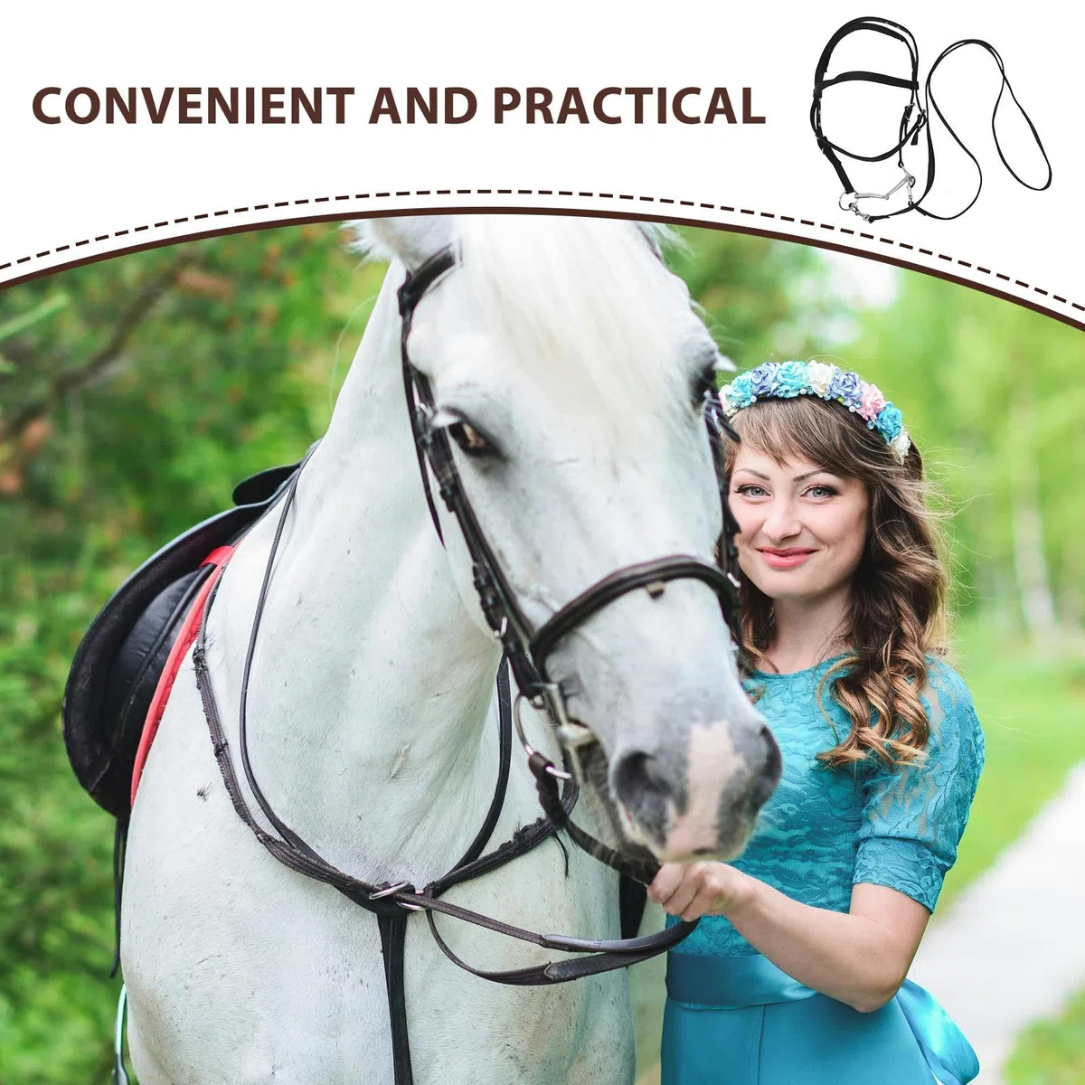 Operitacx Cabestro de Cuerda para Caballos en Nylon Negro, Diseño Ergonómico Excelente Control, Adecuado para Entrenamiento y Equitación de Caballos Jóvenes y Adultos