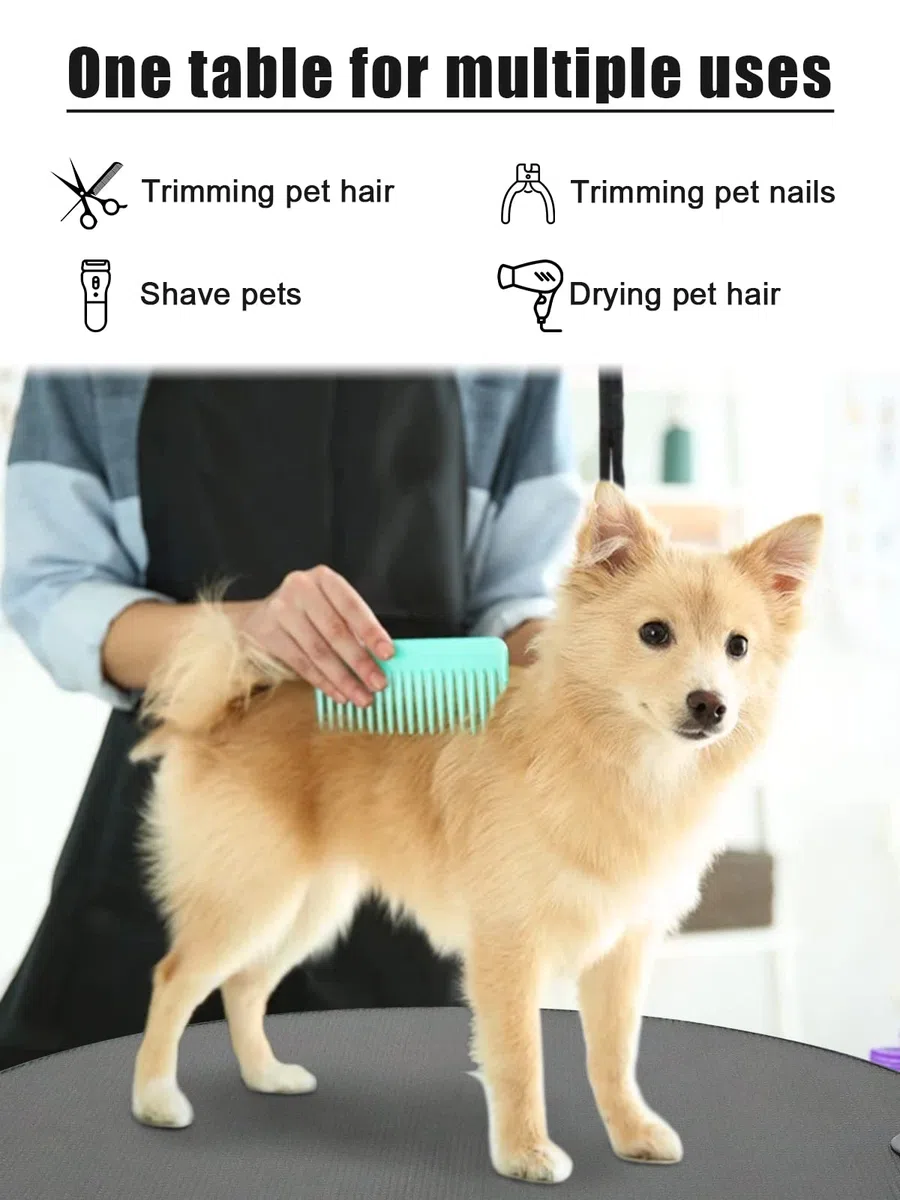 Kalolary Mesa de aseo para mascotas de 24 pulgadas con lazo, mesa de aseo para perros giratorios de 360 ° de altura ajustable para perros pequeños, estación de mesa de spa para mascotas en casa