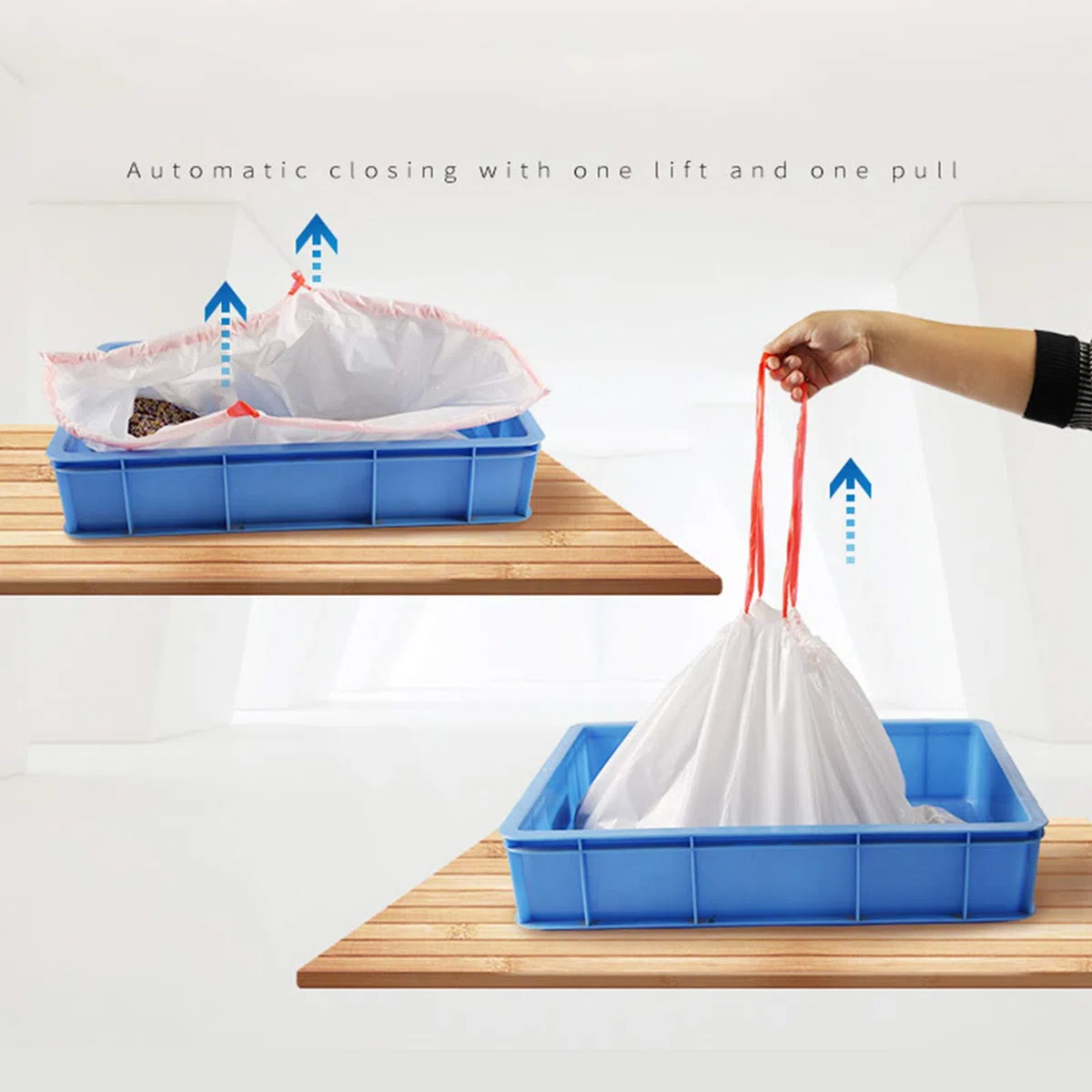 Bolsas De Basura para Gatos 3 Paquetes (30 Bolsas), Forro para Bandeja De Arena para Gatos con Cordón, Bolsa De Recambio Inferior,Adecuado para Botes De Basura Medianos Y Grandes
