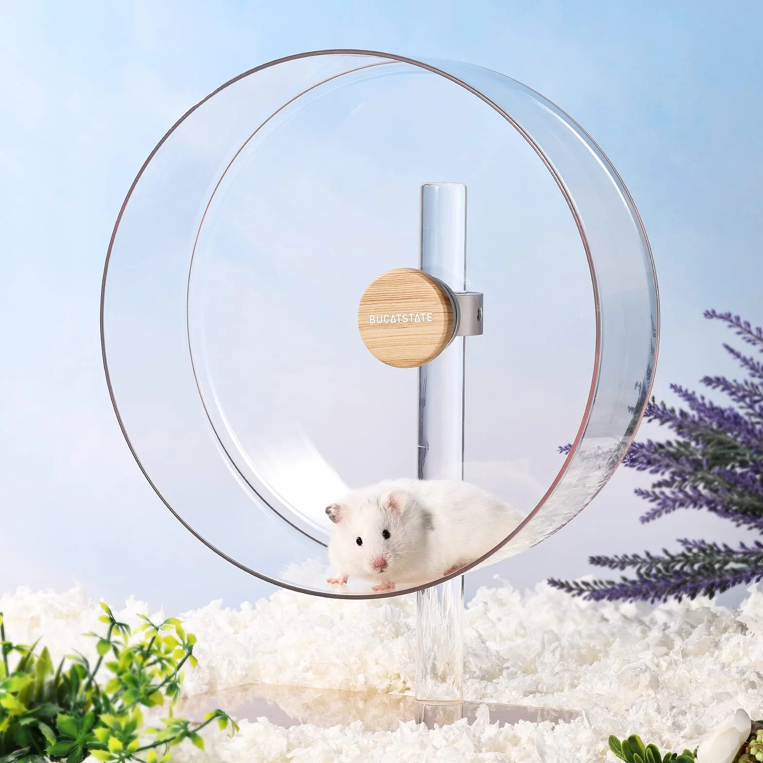 BUCATSTATE Hámster Rueda Silenciosa 32cm, Doble Rodamiento de Hámster Rueda de Ejercicio de Hilado Silencioso para Hámster Enano Ratones Degus u Otros Animales