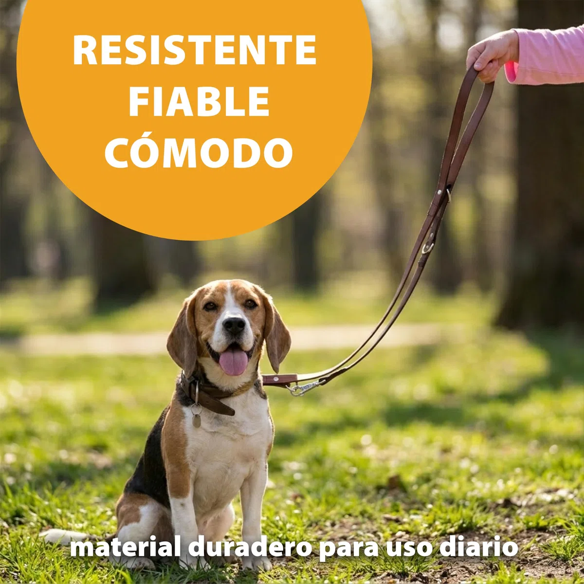 Ferplast 75142958 Correa para El Adiestramiento de Perros VIP Ga18/200, Robusto Cuero de Toro, Longitud Regulable, 18 Mm x L 120 x 200 Cm Marrón
