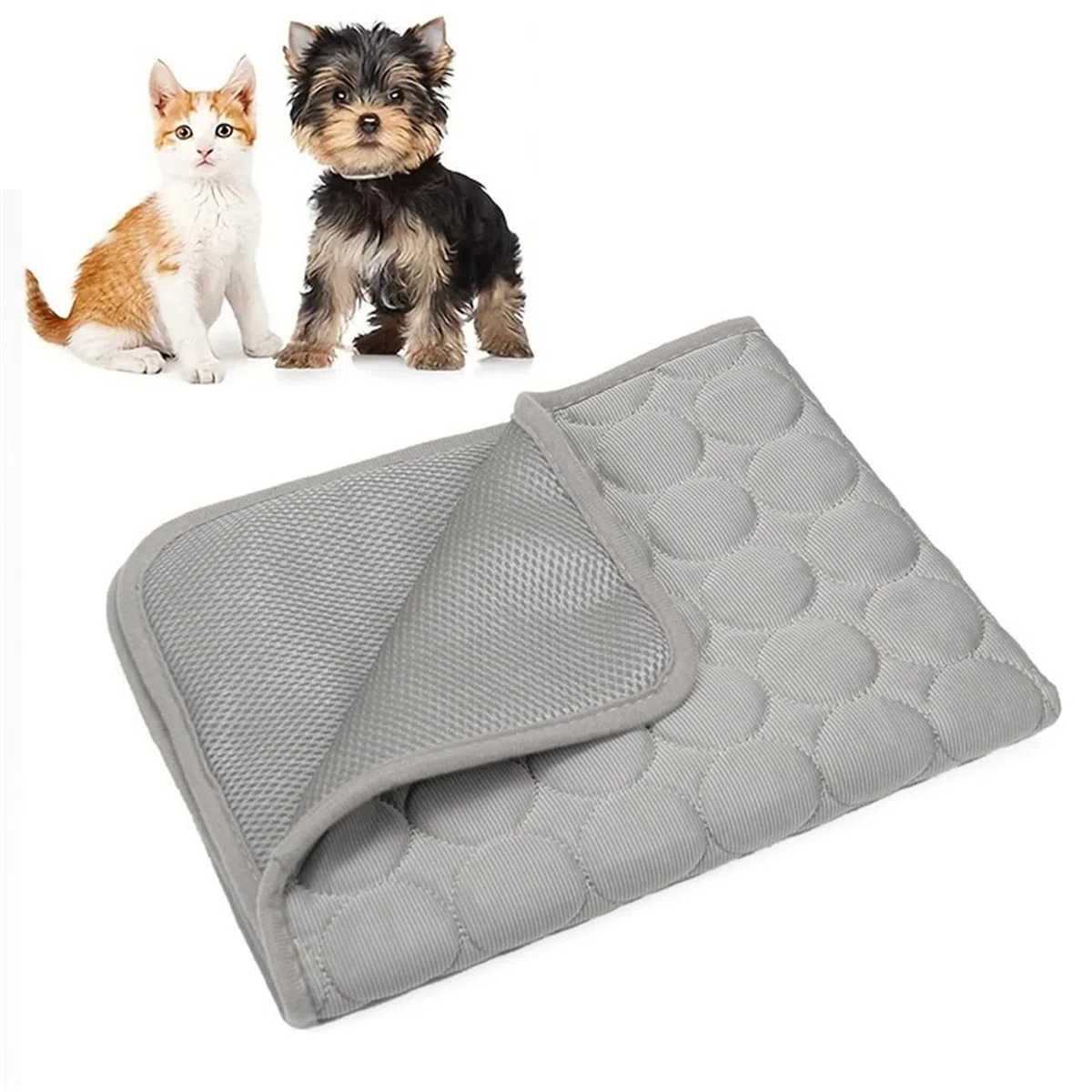 Alfombrilla Refrescante para Perros y Gatos, Manta Refrigerante sin Gel Químico, Tela Ice-Silk Transpirable, Autoenfriamiento por Contacto, Portátil, Antideslizante y Lavable para Verano