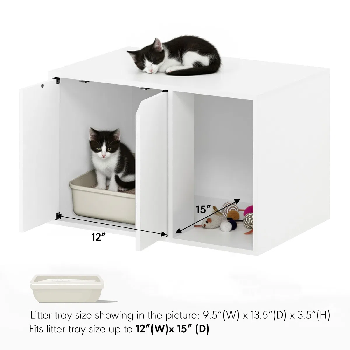 Furinno Peli - Mesa auxiliar pequeña con caja de arena, color blanco