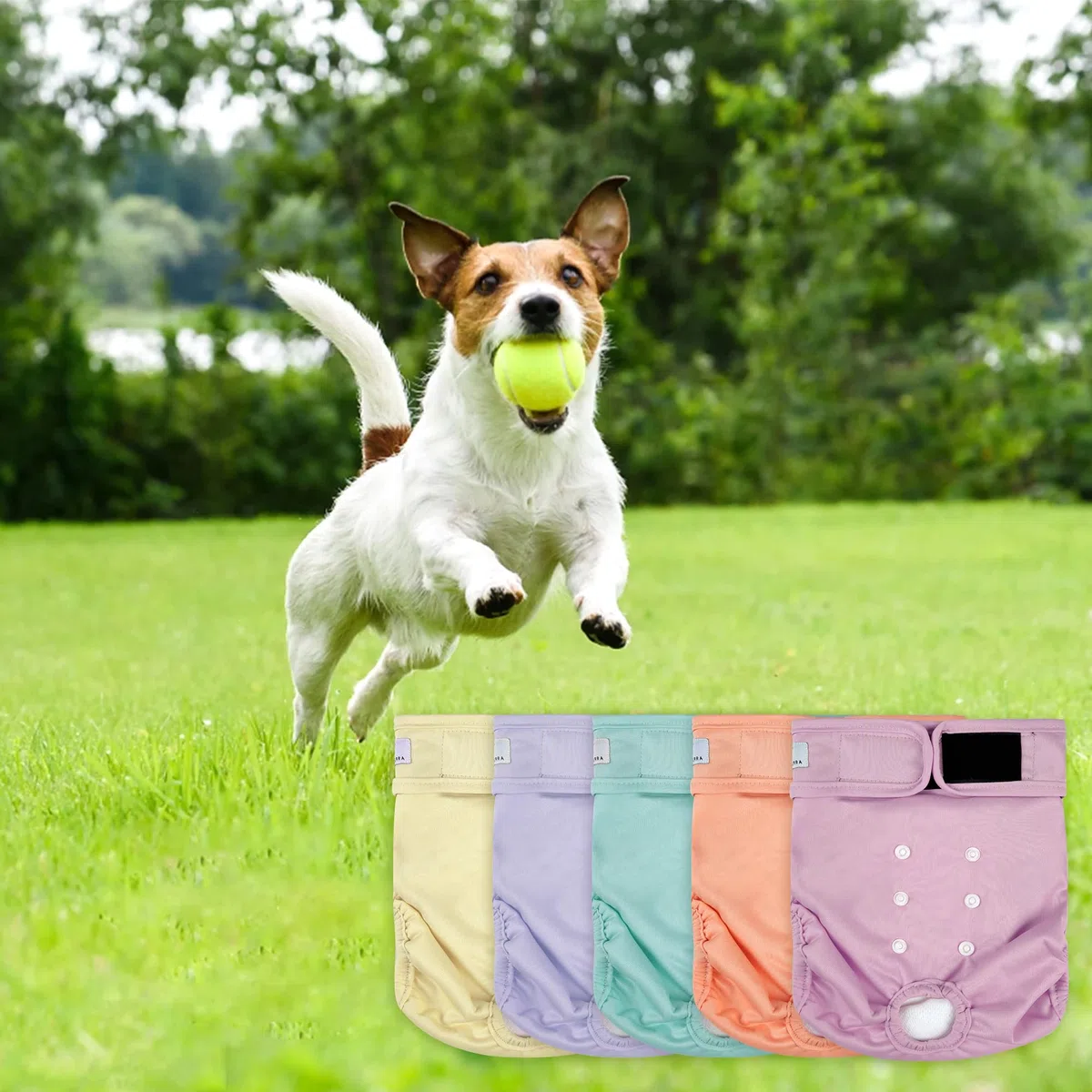 Paquete de 5 pañales lavables para perras, pañales reutilizables para perros, pañales altamente absorbentes para perros, falda ajustable a prueba de fugas para cachorros, para calor