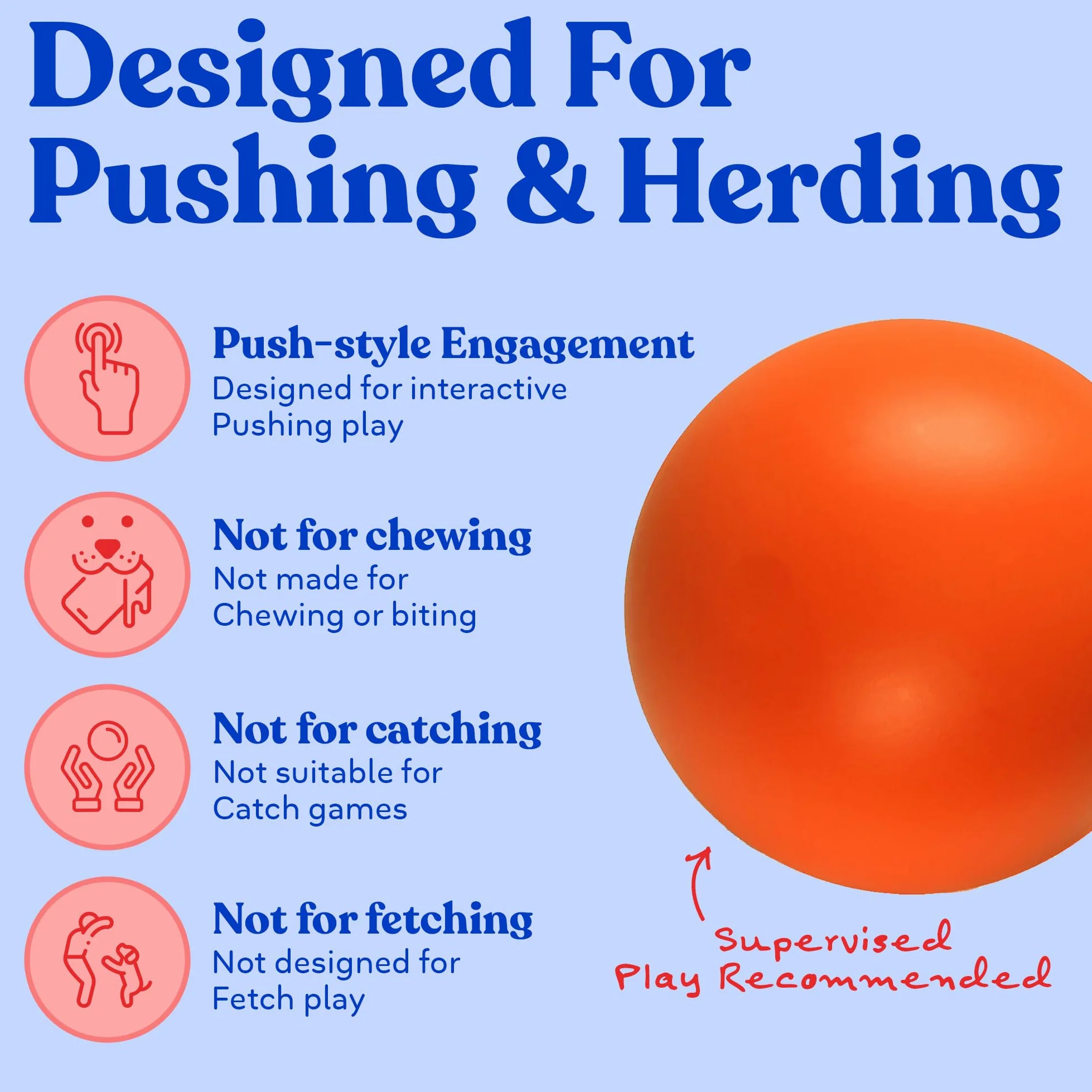 Doggie Dooley Pelota para perros prácticamente indestructible, juguete interactivo de plástico duro de 14 pulgadas para razas grandes de más de 75 libras, construido para pastoreo y juego de empuje