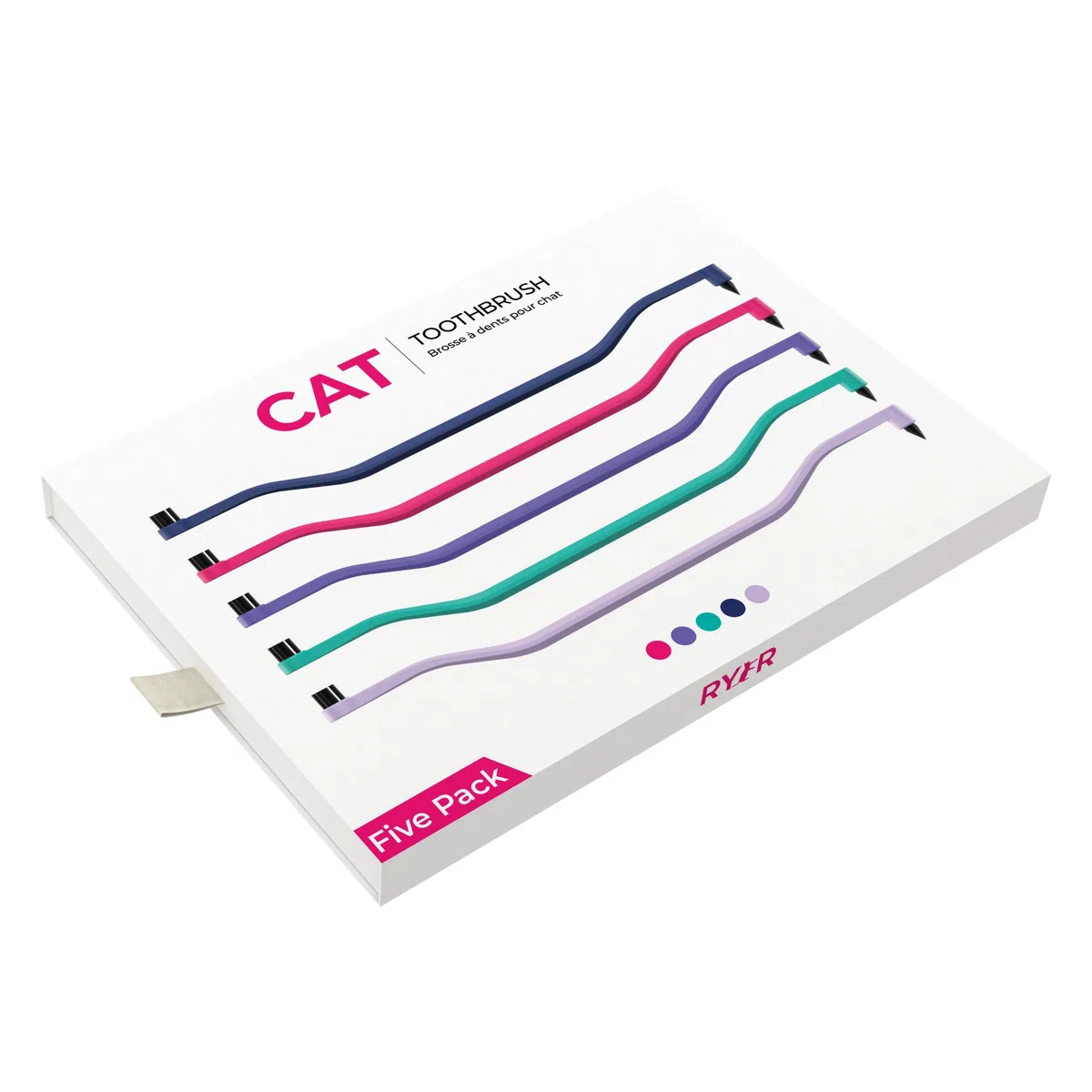 RYERCAT Juego de 5 cepillos de dientes de doble cara para gatos, cepillo de dientes con microcabeza (muy pequeño) para un ajuste personalizado, suministros de cuidado dental para gatos, cepillo de