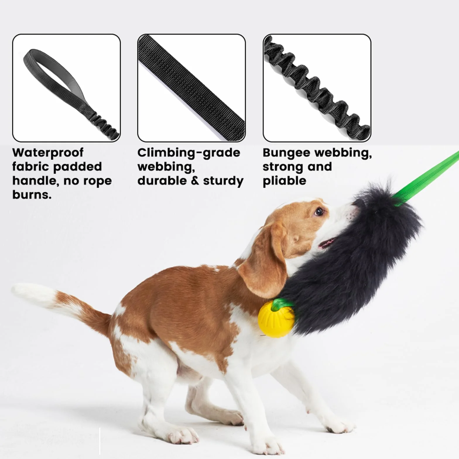 HOWGO Juguete de cuerda para perro, juguete elástico para perro, 100% piel de oveja, juguete de tirones con olor a oveja para todas las razas (morado, grande)