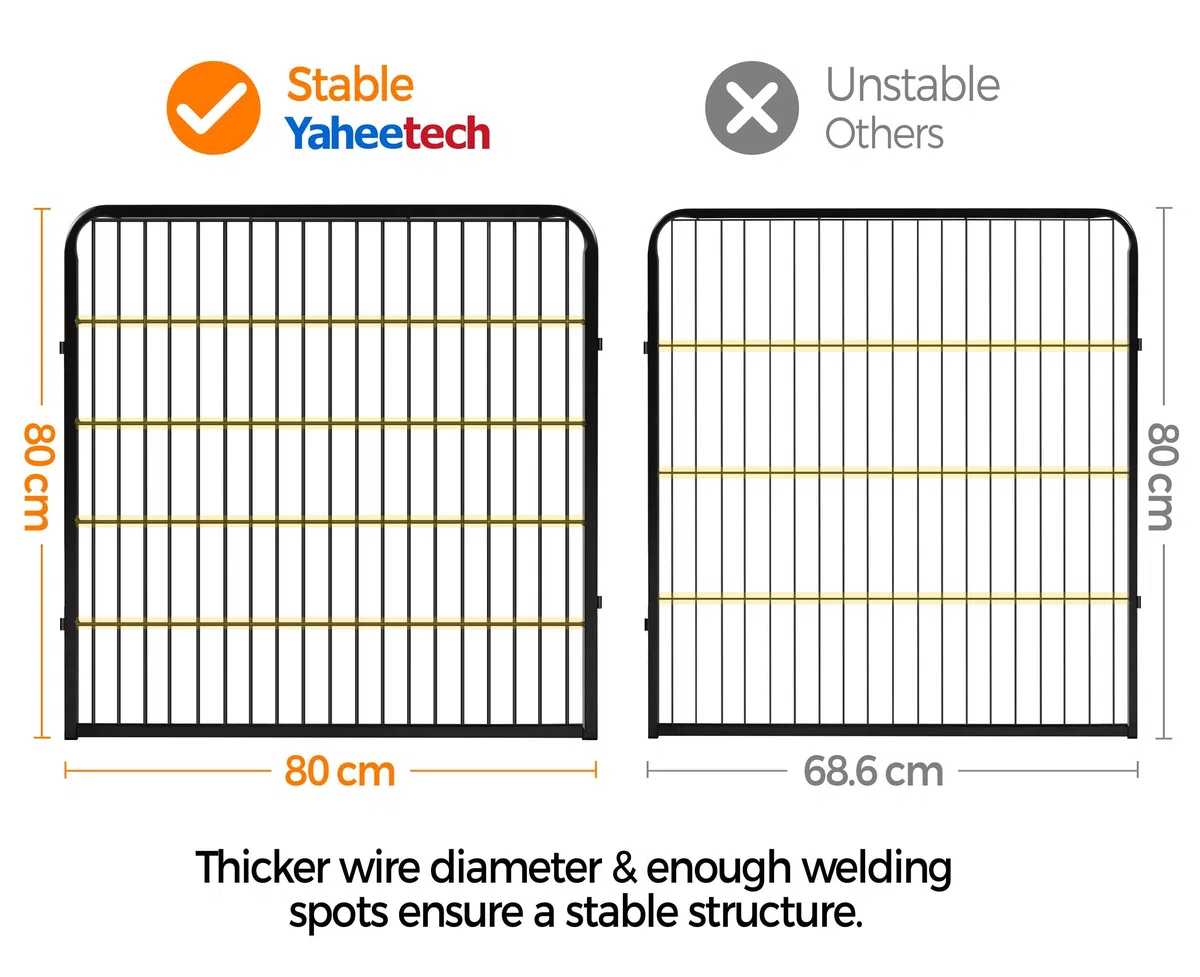Yaheetech 8pcs Valla para Perros Metálica Corral Plegable 80x80 cm | para Animales Pequeños para Mascotas
