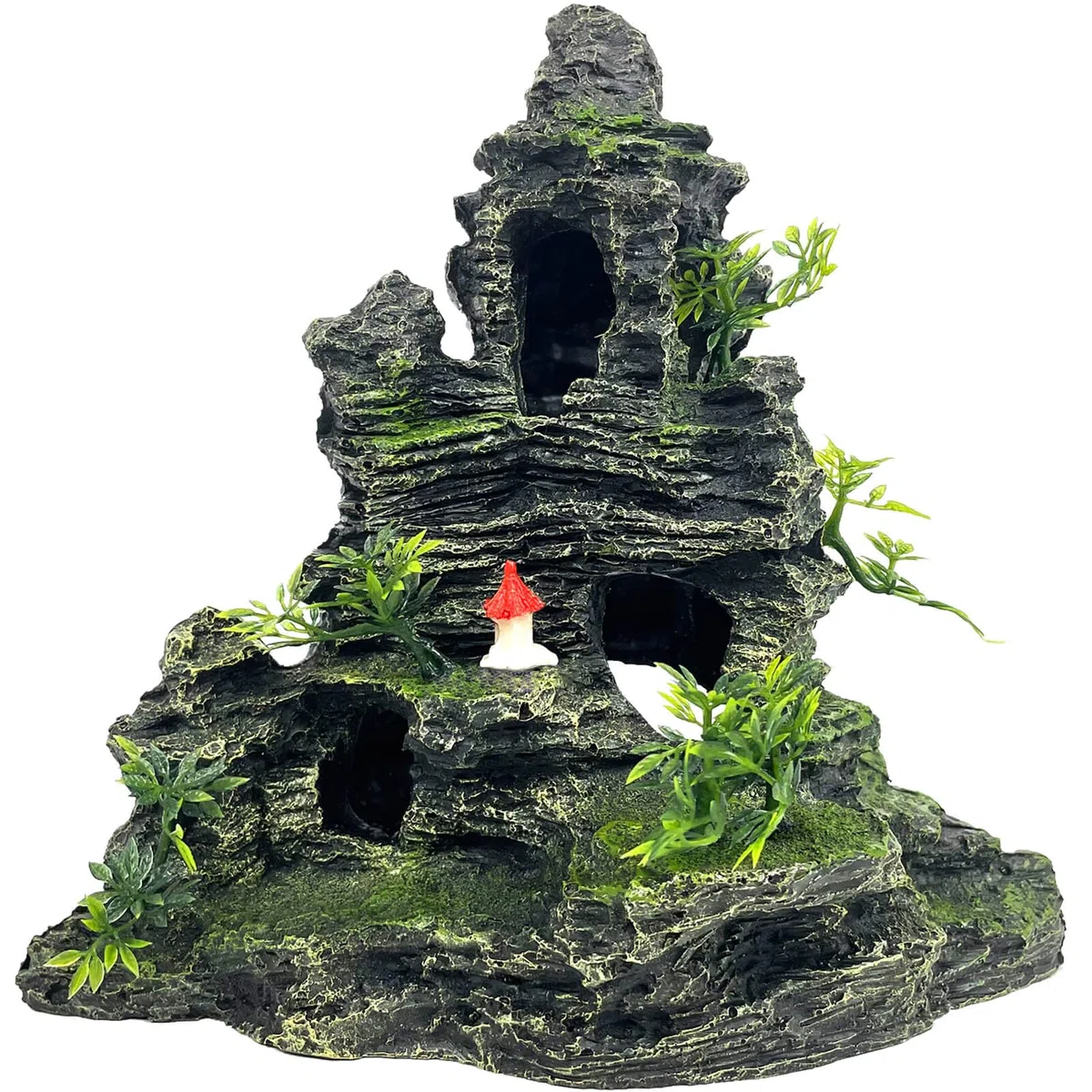 Decoraciones de acuario grandes y altas, decoraciones de acuario grandes para decoraciones de peceras, adornos de pecera, adornos de piedra con vista a la montaña, adorno de árbol, cueva de