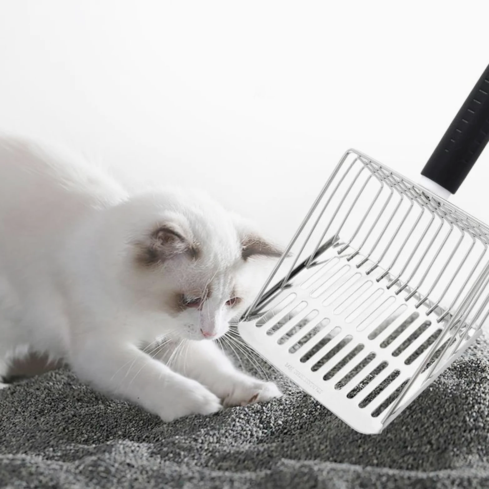 Pala para Arena de Gatos, Recogedor de excrementos Gato con Soporte, Herramienta Limpieza rápida for Gatitos, Conejos, Pollitos y Perros