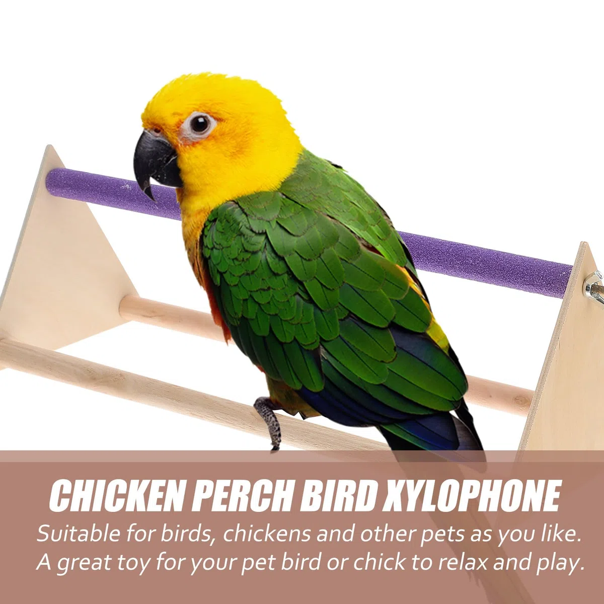 Cabilock Barra de Madera para Descansar y Jugar para Aves y Gallinas, Soporte Natural de Madera Xilófono, Accesorio para Jaulas y Suministros para Mascotas en Casa