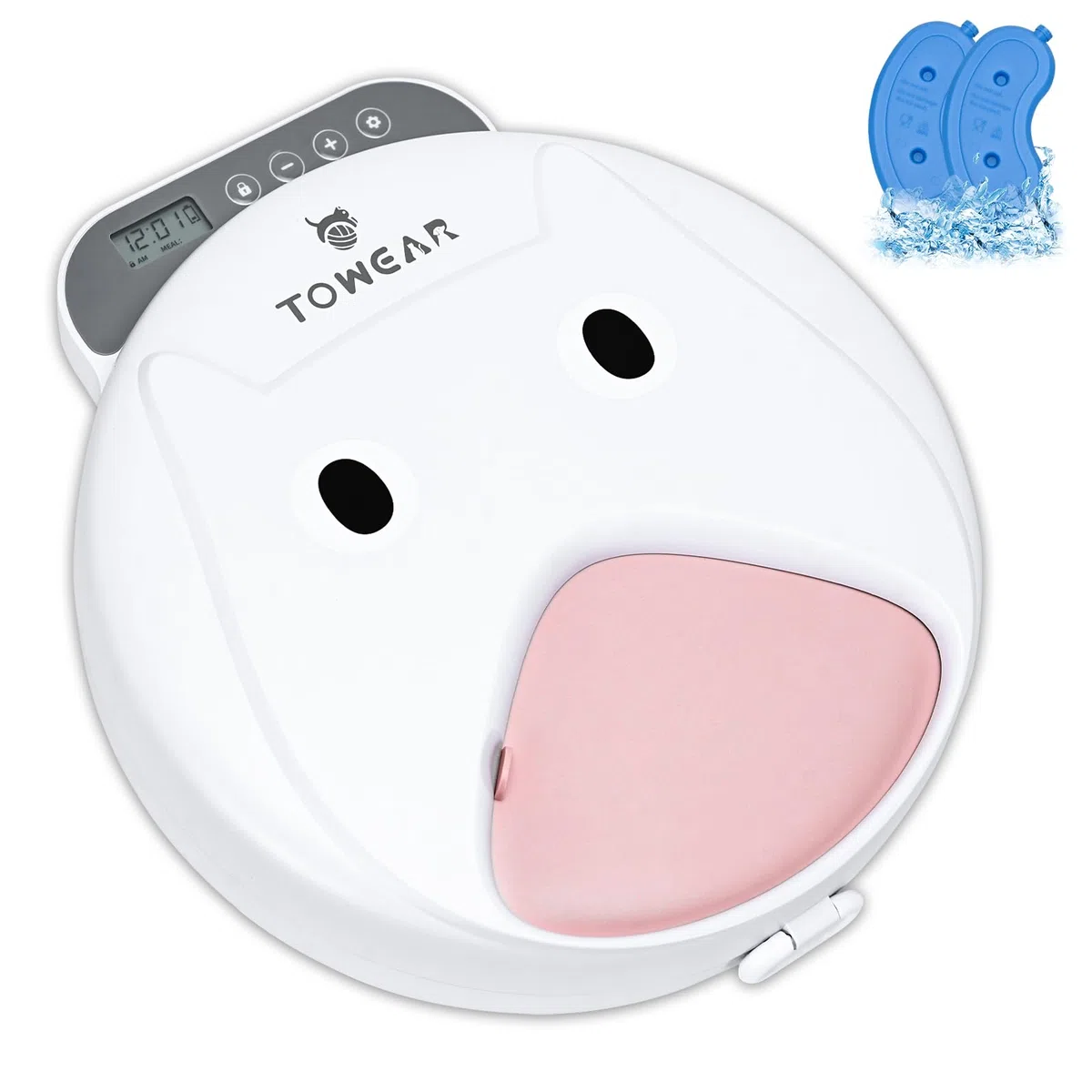Comedero automático para gatos con pantalla digital, comedero para gatos y perros con temporizador digital para alimentos húmedos o secos para mascotas, 4 compartimentos de alimentos para 240 ml cada