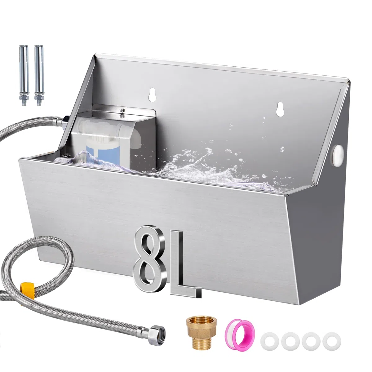 Bebedero Automático para Perros, Dispensador de Agua para Perros de 8L con Llenado Automático, Bebedero de Agua de Exterior para Animales de Granja, Caballos y Pollos