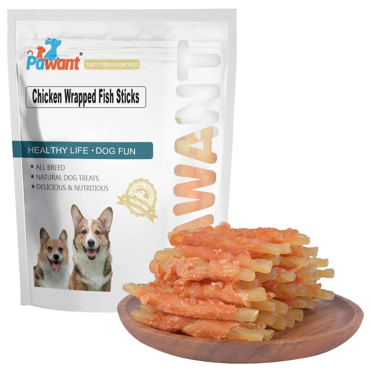 Entrenamiento de Cachorros Aperitivos Masticables para Perros Trata Pollo Envuelto Palitos de Pescado 0.5lb/227g