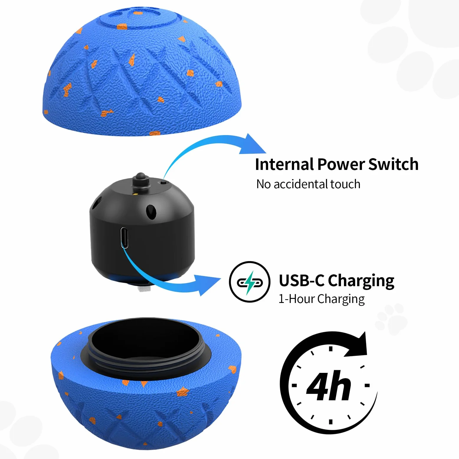 SCHITEC Juguetes interactivos para perros, bola vibradora inteligente para perros medianos y grandes de alta energía, juguetes motorizados para persecución de mascotas (azul)