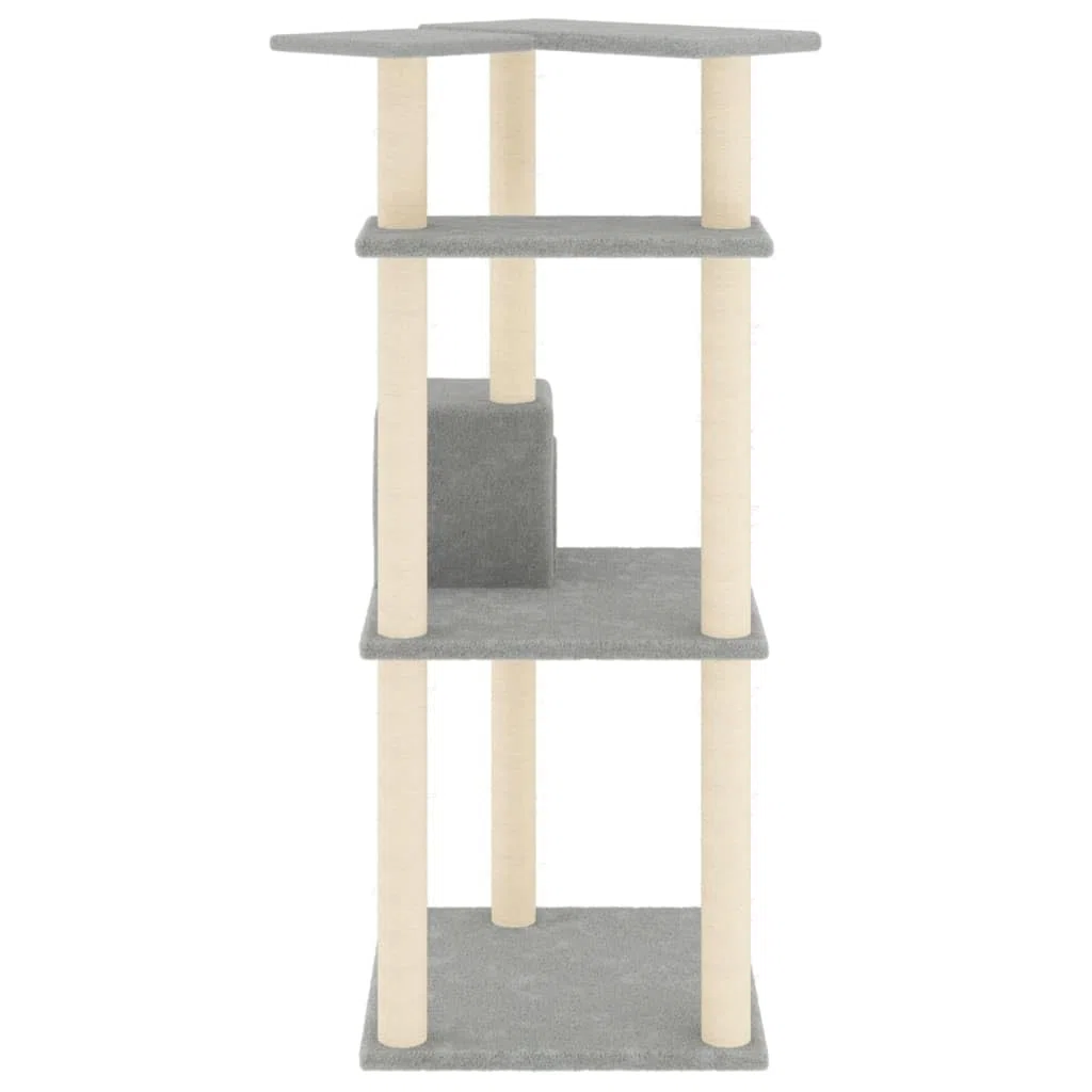 Rascador para Gatos con Postes de sisal Gris Claro 123 cm, ShGaxin Rascador Gato, Arbol Rascador para Gatos, Gatos Accesorios, Torre Gatos, Arranhador para Gatos, Casa para Gatos