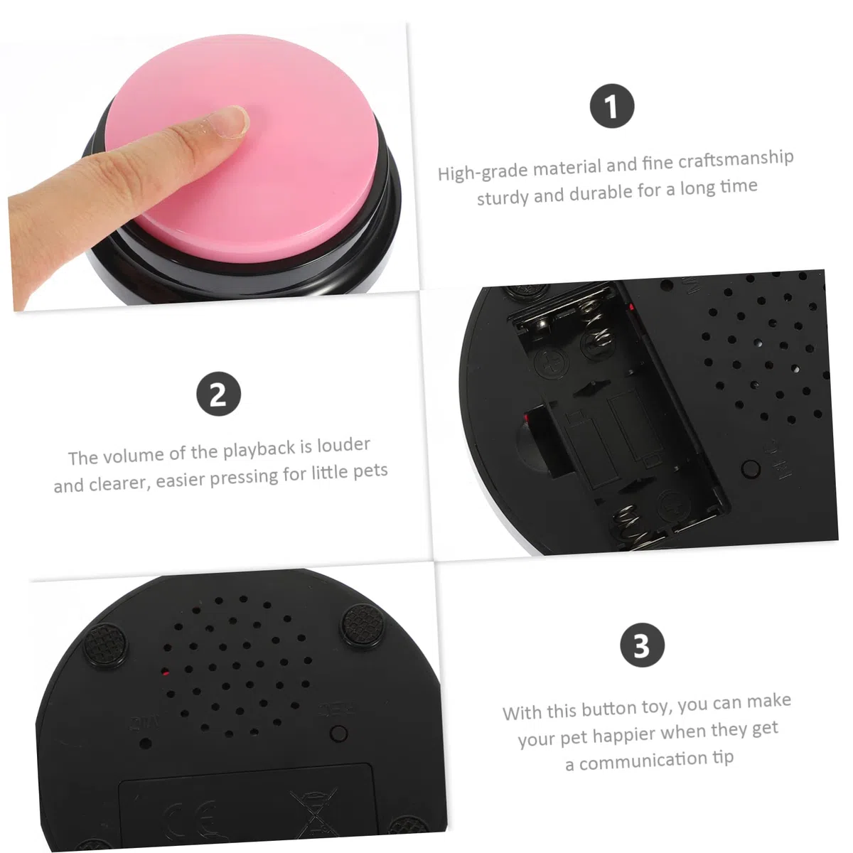 4piezas Botones Interactivos para Perros De Grabación De Sonido Herramienta De Comunicación para Mascotas para Entrenamiento y Diversión