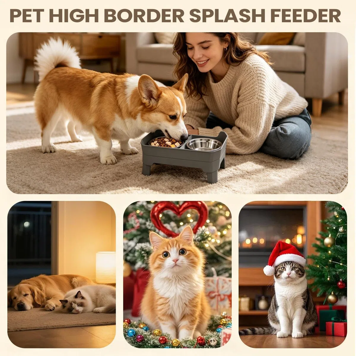 s Elevados Para Gatos Antiderrame de Acero Inoxidable | s Con Soporte Cachorros Comer Beber Entrenamiento Cocina Al Aire Libre Viajes Camping Patio Trasero Jardin Exterior