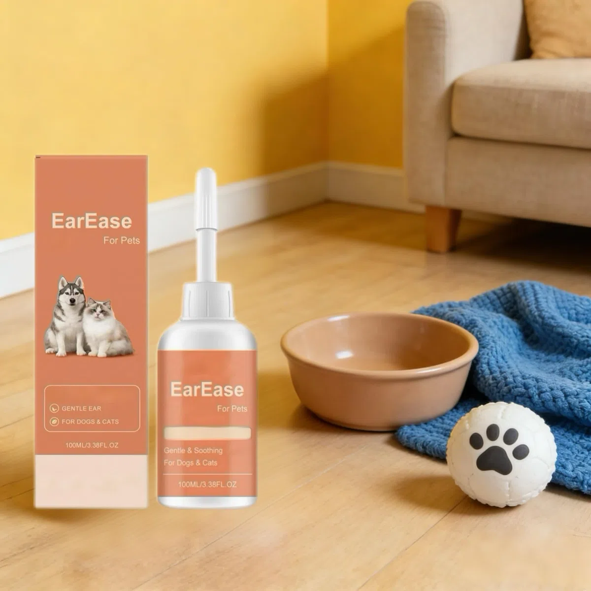 Limpiador de oídos natural para perros y gatos | Limpiador diario suave para cera, suciedad y mal olor | Kit de aseo hidratante para perros pequeños y grandes,3Pcs