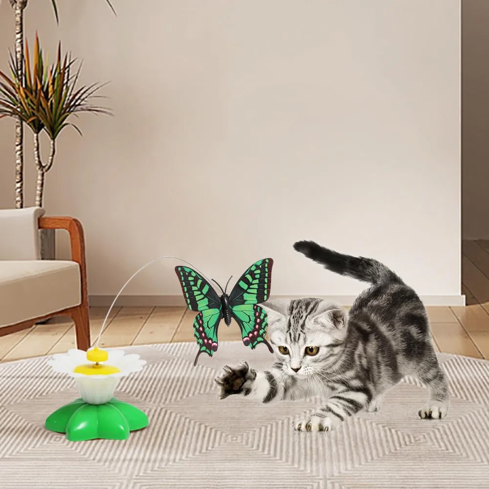 Drkicsy Juguete eléctrico para gatos, juguete interactivo para pájaros, juguete interactivo para gatos, juguete eléctrico giratorio de 360 grados, juguete interactivo de simulación de pájaros para