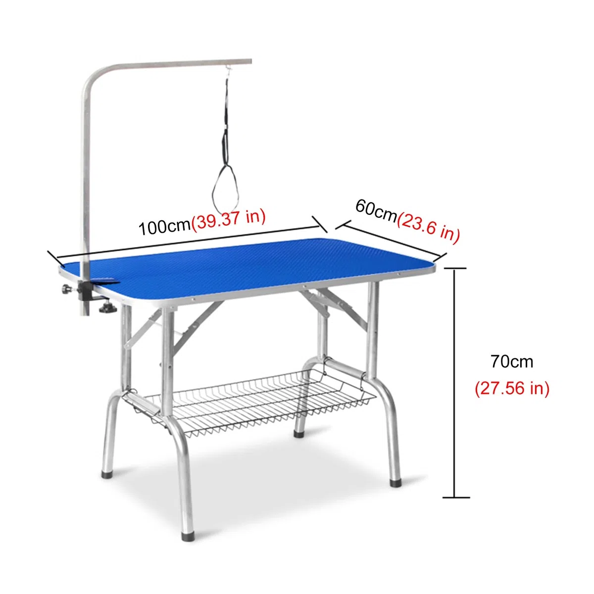 Mesa Peluqueria Canina Mesa Plegable Para Peluqueria De Perros De Raza Grande, Mesa De Peluqueria De Mascotas Resistente Con Lazo Para El Brazo, Soporte Organizador Para Mesa De Belleza Azul ( Size :