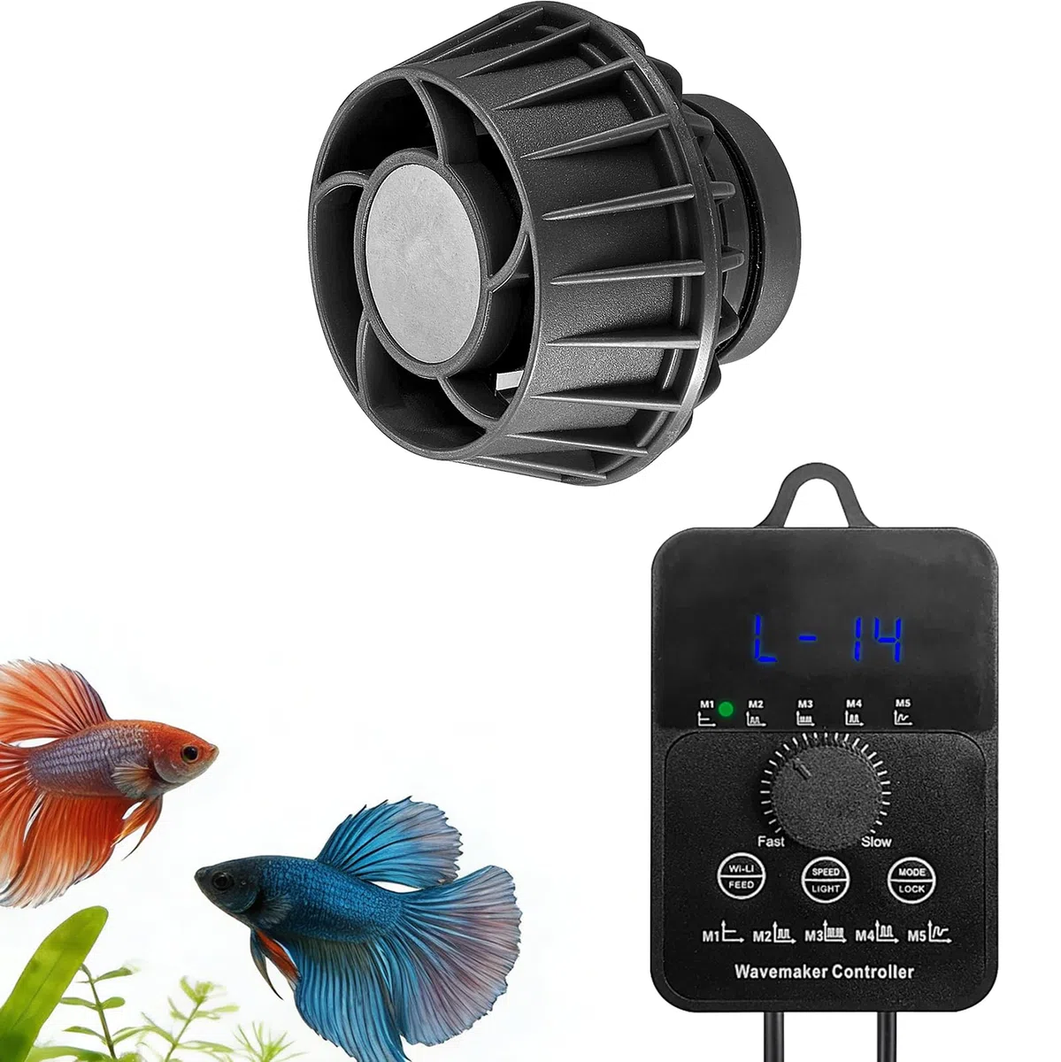 Bomba de Flujo para Acuario, Bomba de Circulación Mini 12W con 5 Modos & 10 Velocidades, Caudal 8000L/H, Magnética para Acuarios hasta 80cm – Bluetooth & Sensor de Luz | Con 5 modos y 10 niveles, bomba de flujo magnética de 12 W para acuarios de hasta 80