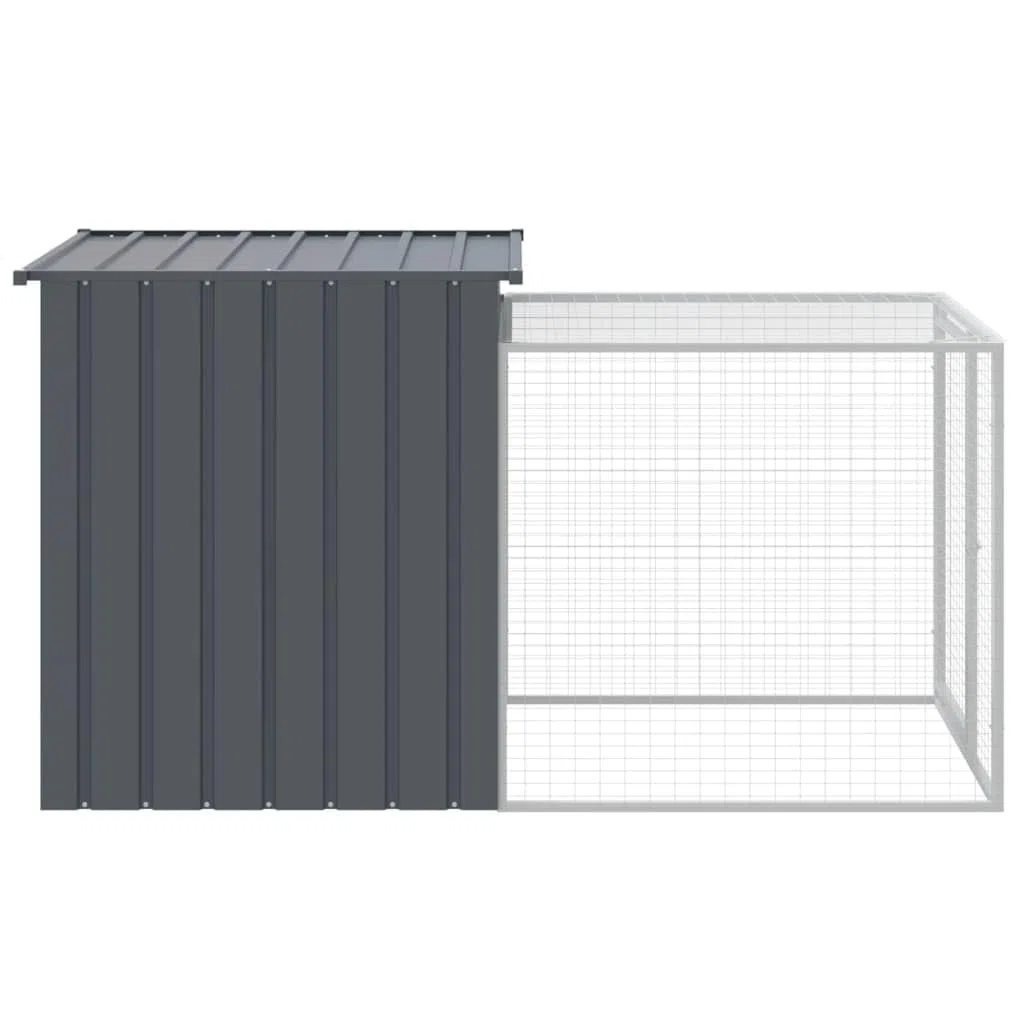 Festnight Caseta Perros con Tejado, Perrera Exterior Metálica con Techo, Casa para Perros Pequeña, Gris Antracita 110x201x110 cm