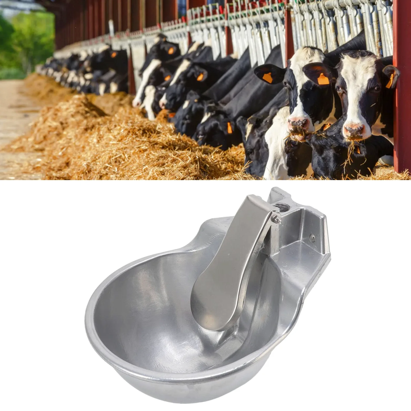 Bebedero Automático, Kit de Aleación de Aluminio para Bebedero de Ganado, Espesado Robusto Ahorrador de Agua para Ganado, para Caballo Ganado Oveja Burro Perro, Fácil de Limpiar