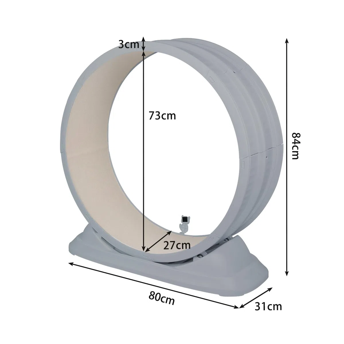 Rueda para gato grande, rueda de ejercicio silenciosa de ABS sólida, soporta hasta 15 kg, para gatos de interior activos, base antideslizante, fácil de montar y limpiar-gris
